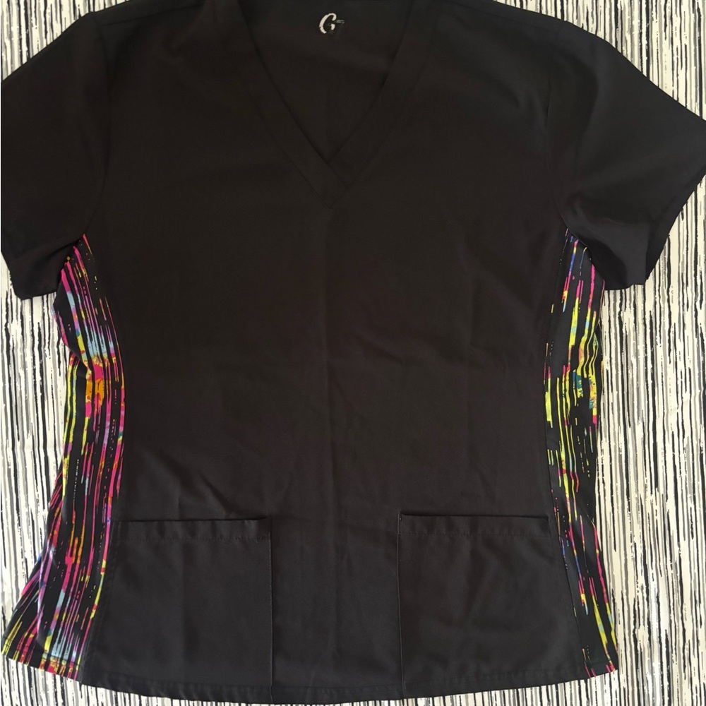 GT Scrub Black Short Sleeve Tee with Colorful Side Panels